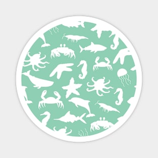 Underwater white silhouette animals world Magnet